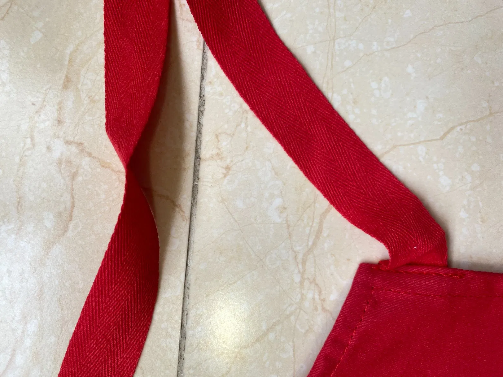 Red Cotton Twill Kitchen Apron with Waist Tie for Adults Cooking