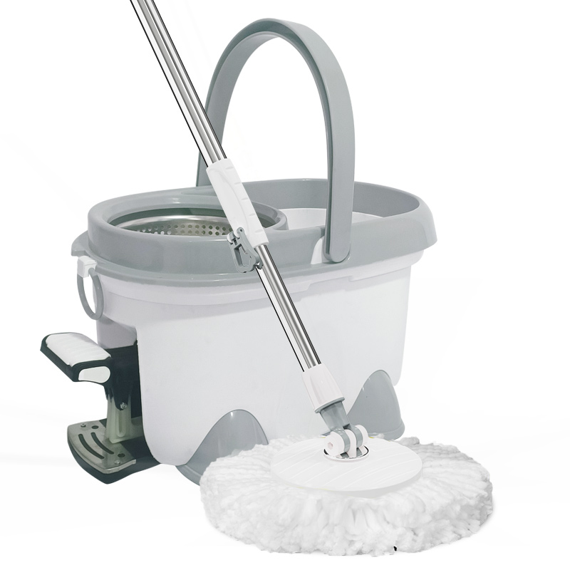 Chinese Made Rotating Mop Bucket Set with 2 Replaceable Ultra-Fine Fiber Cloth Heads and Thickened Mop Rod