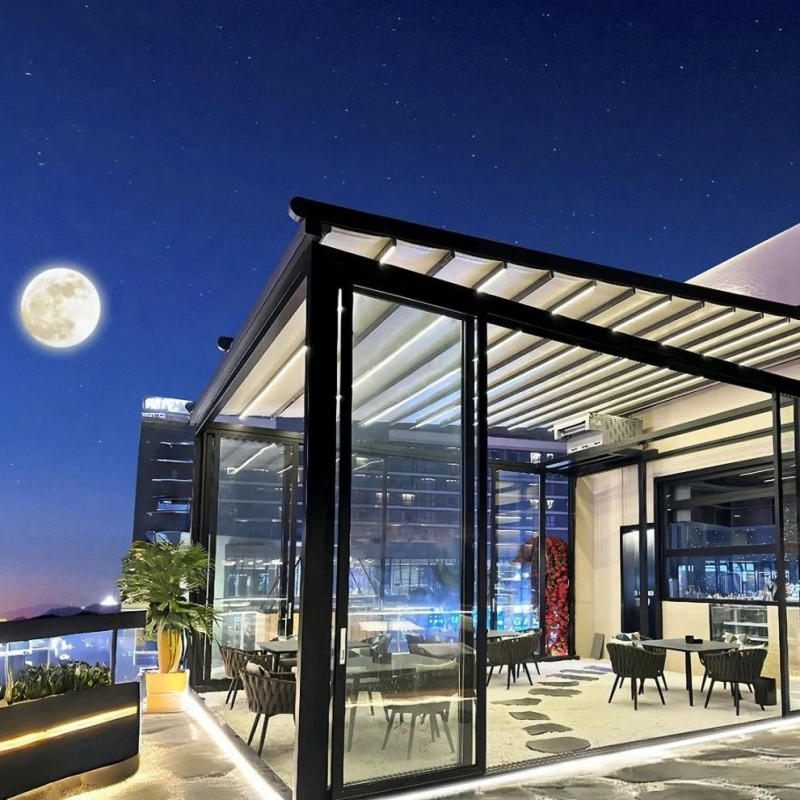 Electric Folding Awning Outdoor Courtyard Roof Aluminum Alloy Remote Control Retractable Awning