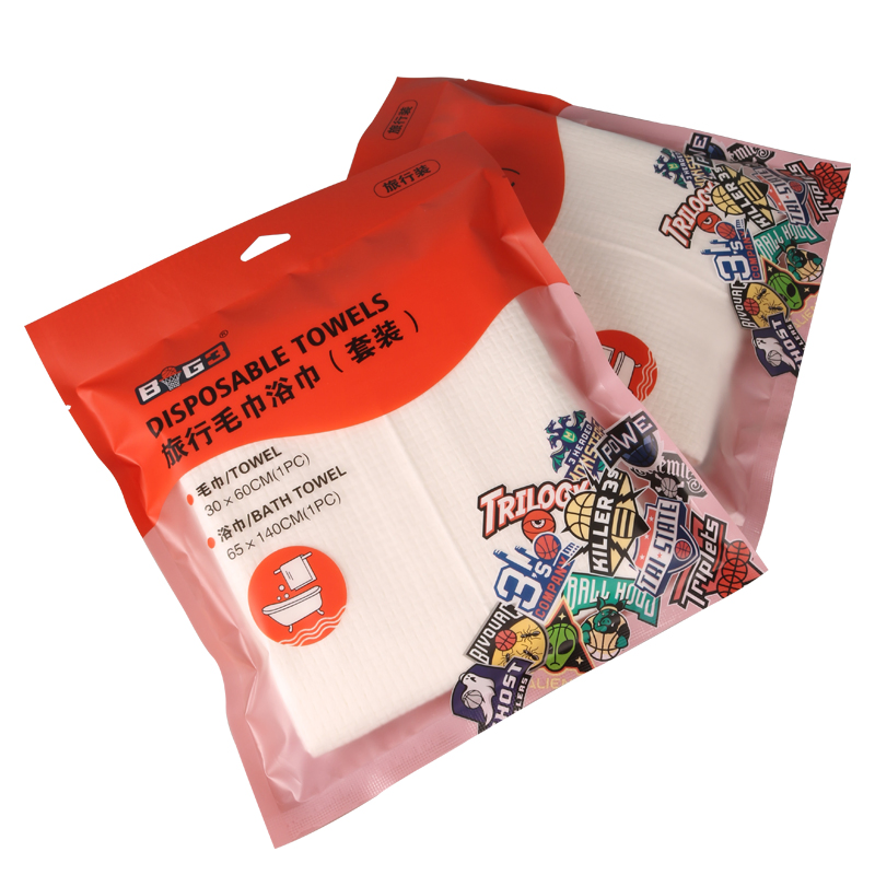 Personalized White Disposable Portable Travel Towel and Bath Towel Set