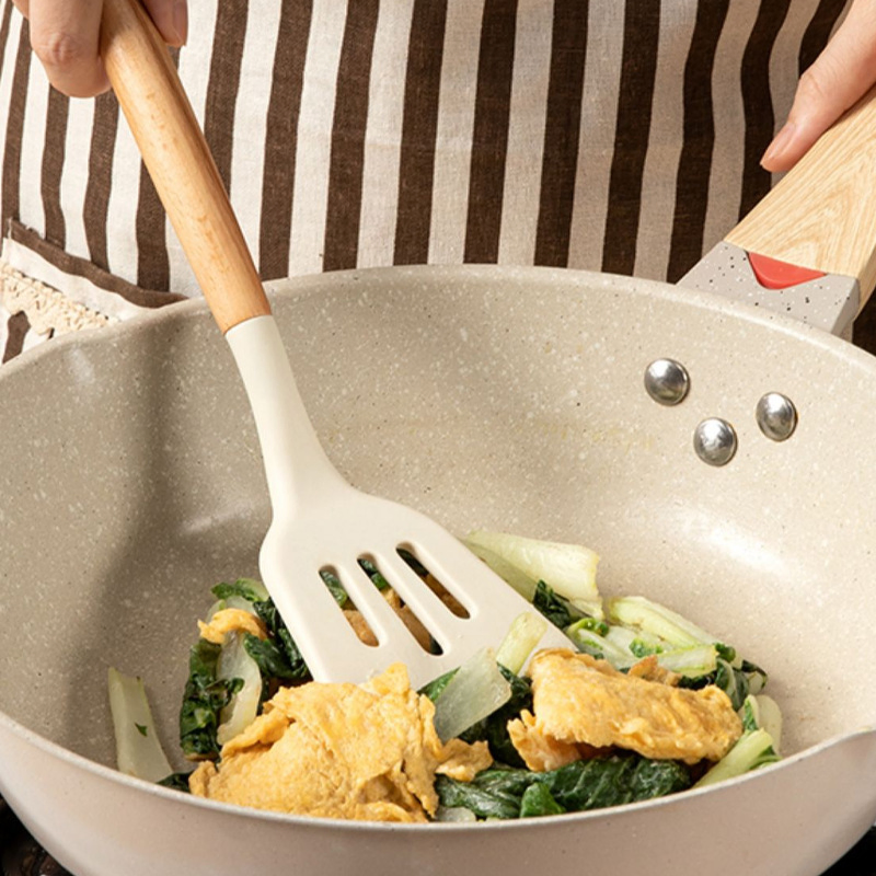 3 PCS Non Stick Silicone Kitchenware Set Food Grade Cooking Set Spatula Slotted Scoop Spoon