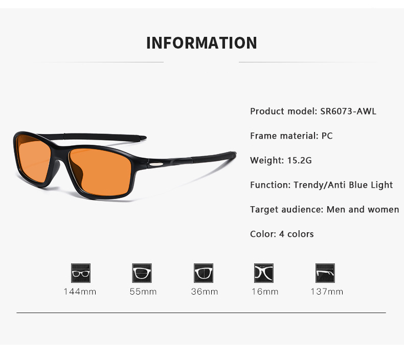 Wholesale Ultra Light Stylish Students' Outdoor Eyewear Cycling Sports Prescription Anti Blue Light Blocking Glasses for Unisex