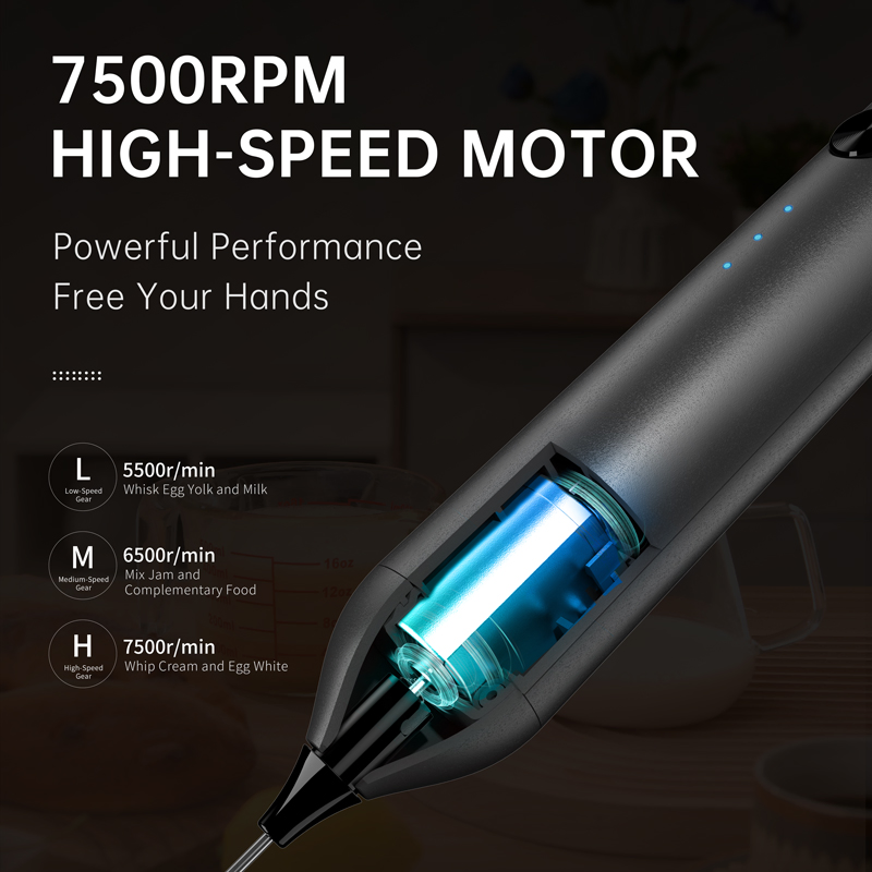 USB Rechargeable Electric Mini Whisk Electric Milk Frother with Detachable Dual Whisk