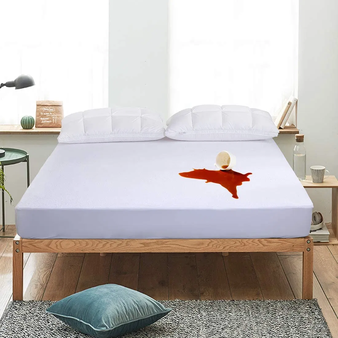 Quilted White Microfiber and Hypoallergenic Waterproof Mattress Cover