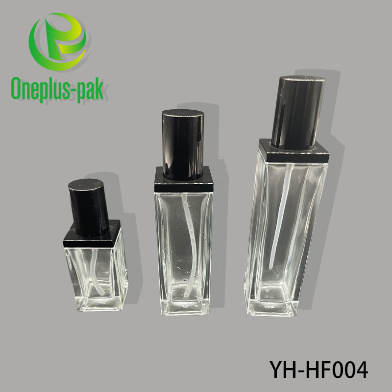 Customizable 4-Piece Clear Frosted Glass Emulsion Bottle Set with Gold Plated Lids