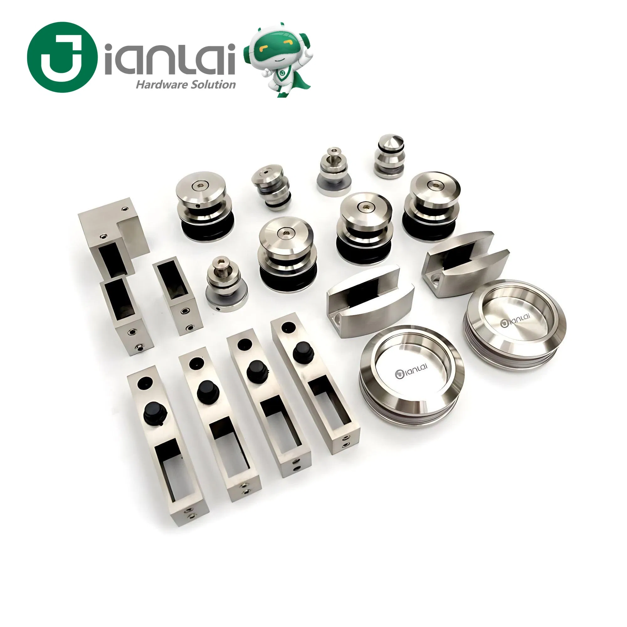 SS304 Frameless Bathroom Glass Sliding Door Hardware Shower Sliding Door Set