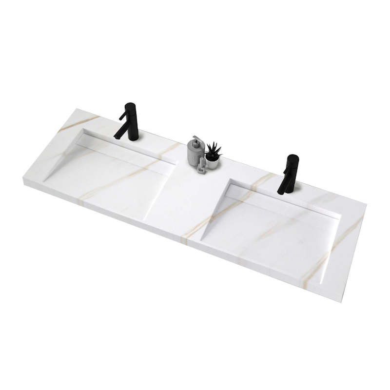 Slope Artificial Stone Wall-Mounted Bathroom Solid Surface Vanity Wash Hand Basin Sink