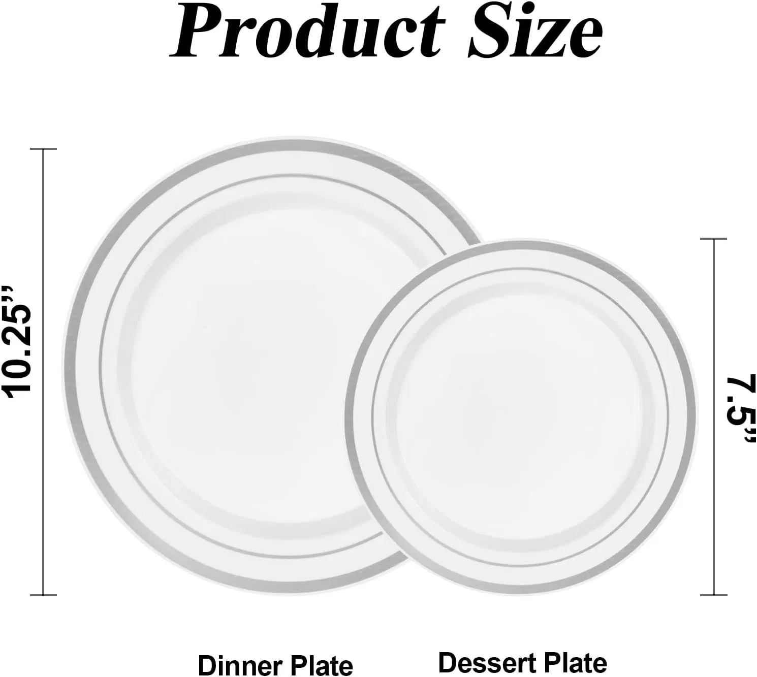 Premium Heavy Duty White & Silver Disposable Dinner Plates