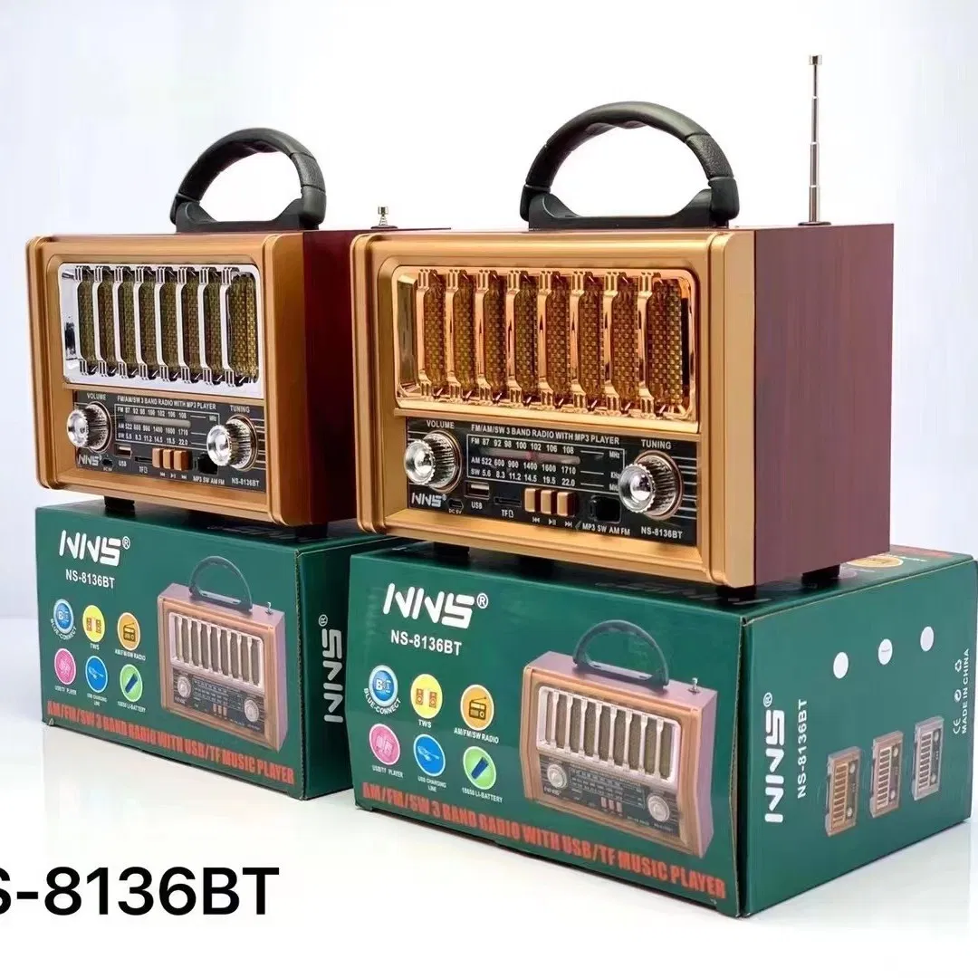 Ретро радио NS-8136BT с Bluetooth, деревянный корпус