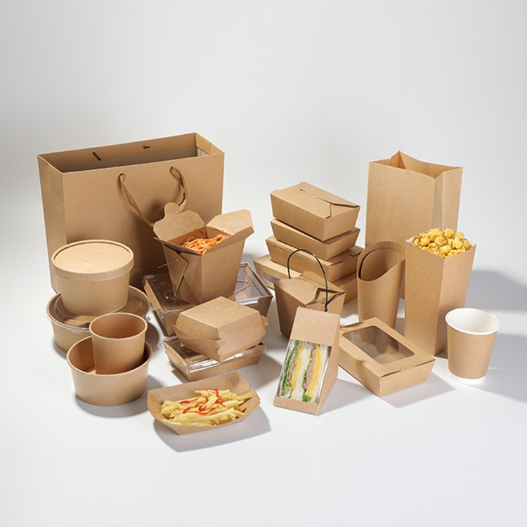 Disposable Waterproof Greaseproof Kraft Paper Salad Box