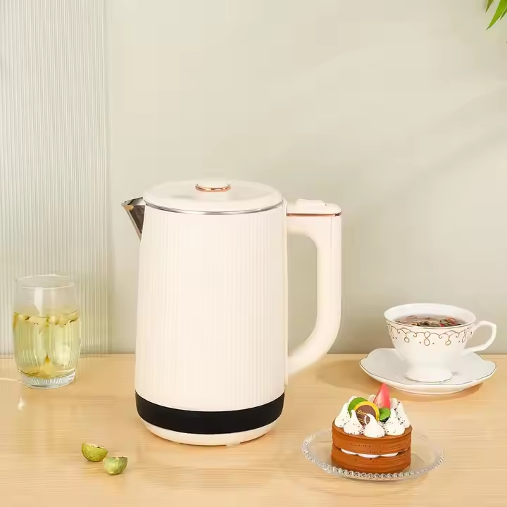 Cream-Colored Color Electric Kettle with Temperature Display