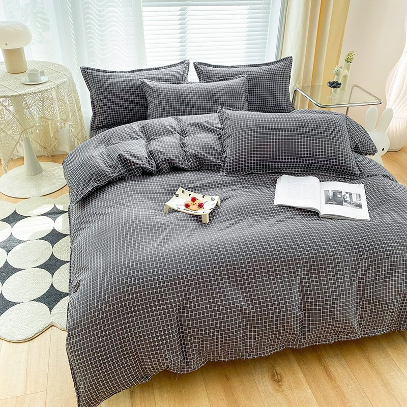 Factory Outlets Black Checkered Microfiber Soft Single Double Bedding Sets
