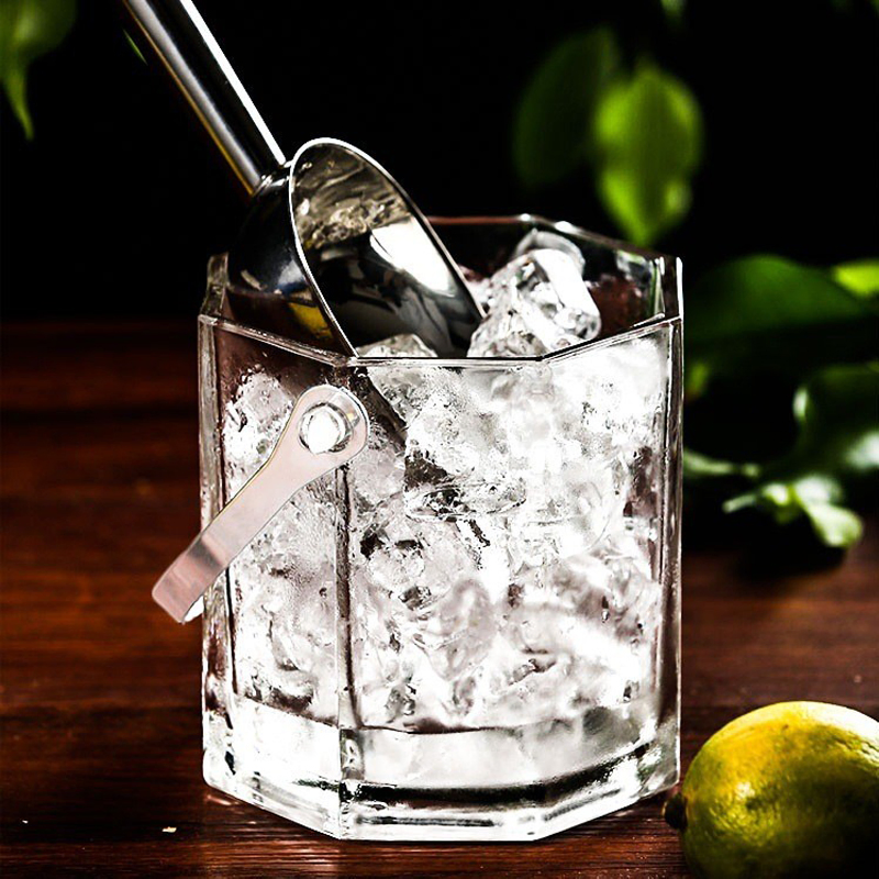 Octagonal Glass Ice Bucket Cocktail Beer Whiskey Wine Glass Bucket Bar Glassware