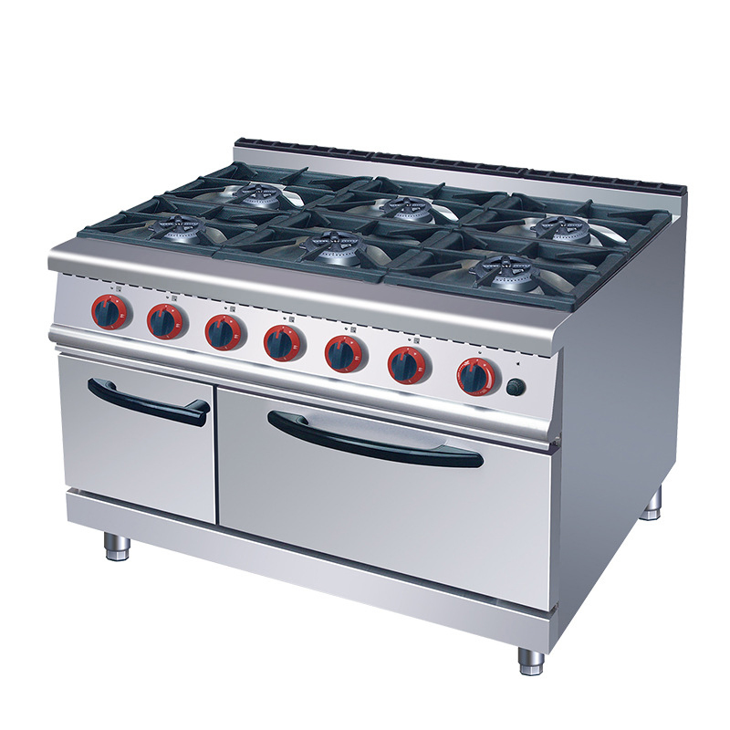 Kitchen Catering Restaurant Equipment 6 Gas Burner with Gas Oven