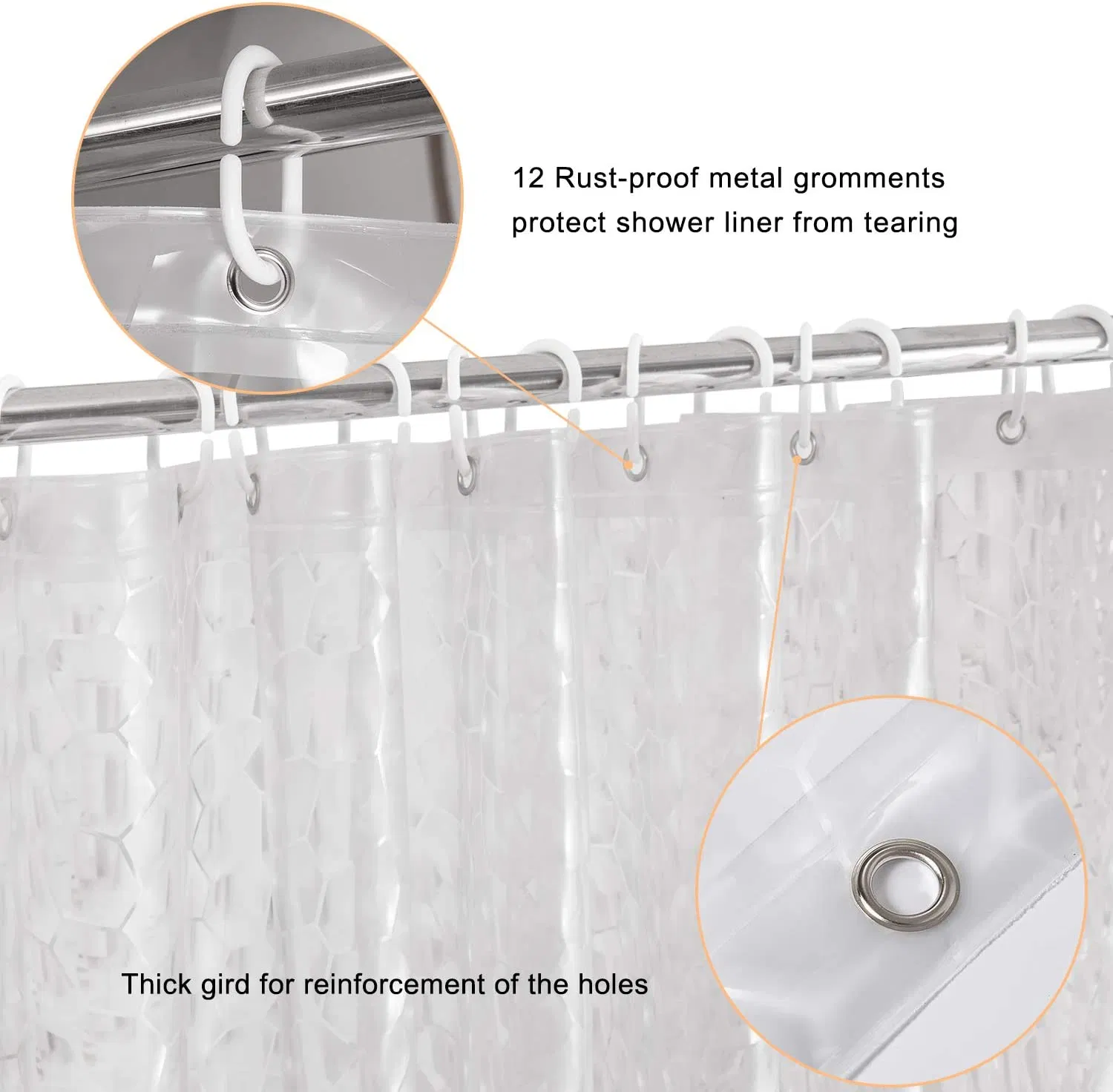 EVA Shower Curtains Waterproof 3D Water Cube No Chemical Smell