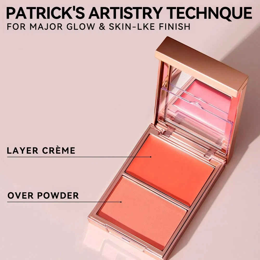 Manufacturers Private Label Fashion Makeup Pigment Blush Double Color Palette Lip Cheek Pink Cream Powder Blush