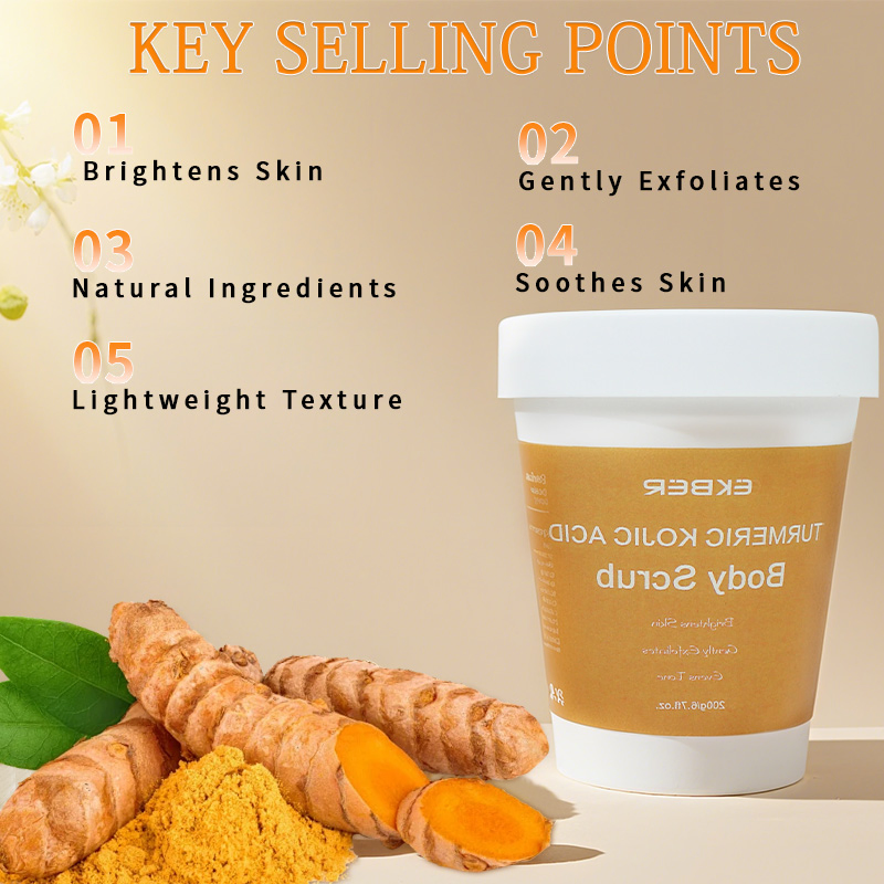 Kojic Acid Turmeric Body Scrub Natural Kojic Acid Vitamin C Brightening Whitening Exfoliator Turmeric Kojic Acid Body Scrub