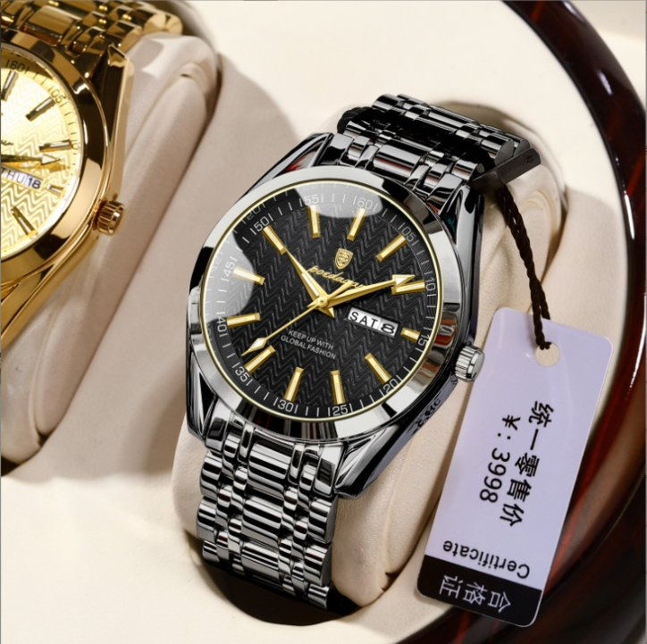 Poedagar P962 Fashion for Men Luminous Waterproof Stainless Steel Quartz Watch