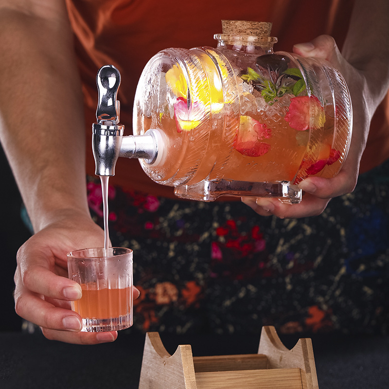 1gallon 2gallon 1000ml 2000ml Whiskey Decanter Glass Drinks Dispenser with Tap Drink Jar for Cold