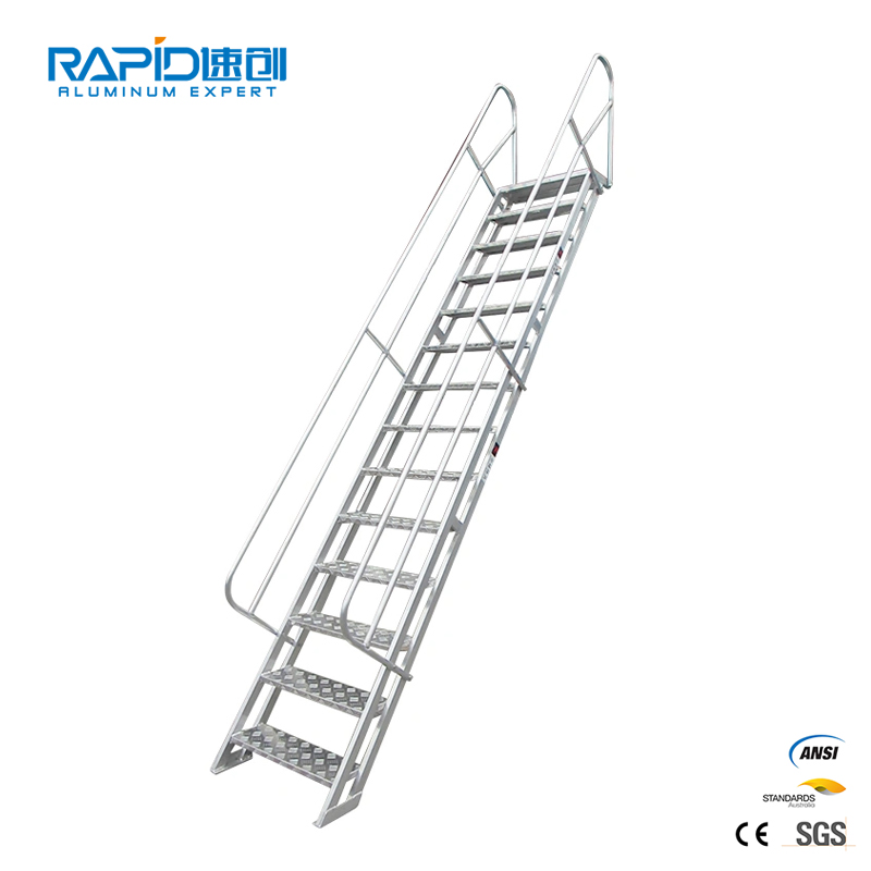 Foldable Steel Step Stairs Ladder Scaffolding Parts with Handrail for Ringlock Scaffolding