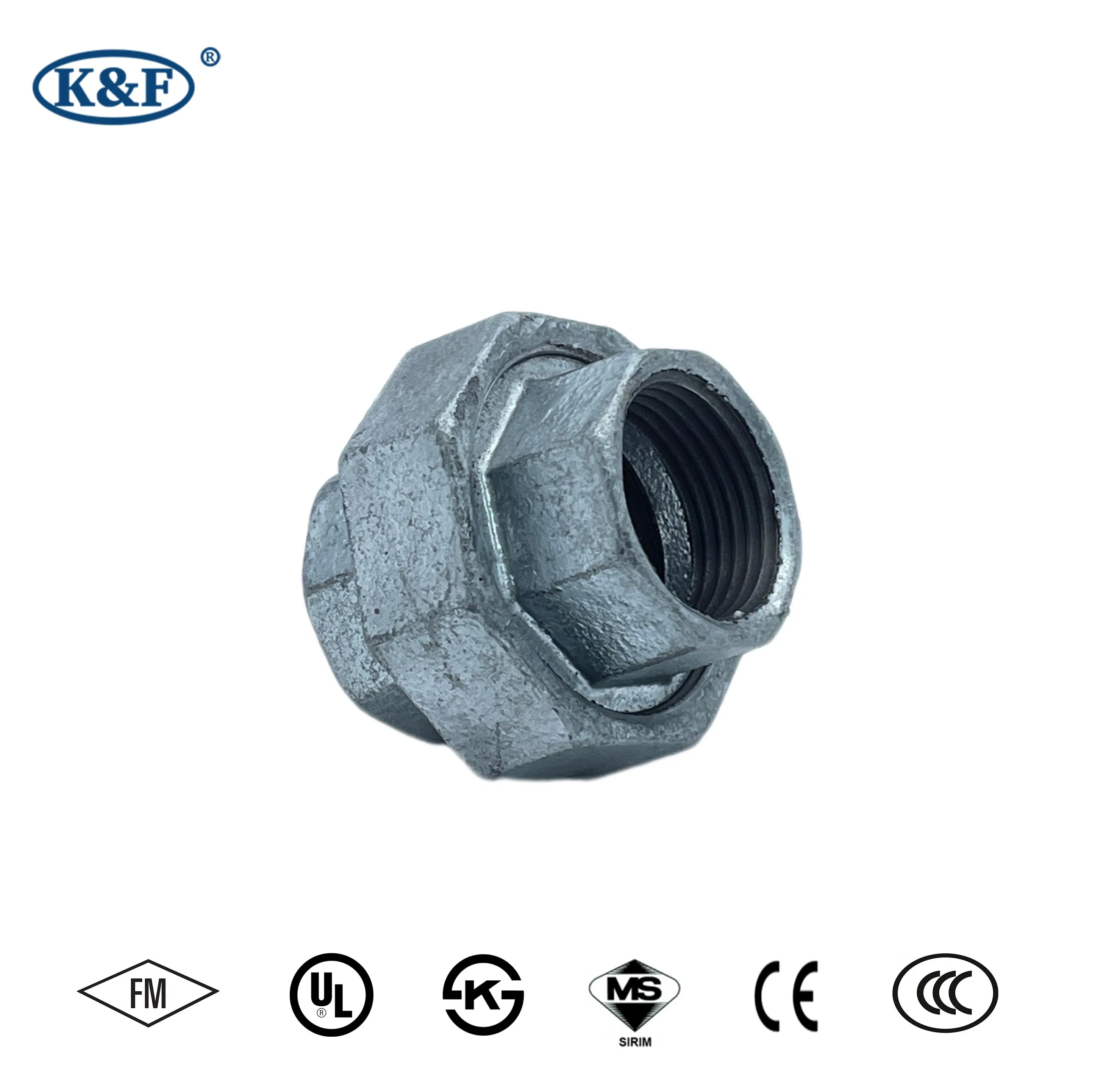 Kanaifu Water System Galvanized Malleable Iron Silver Pipe Fitting Union with FM UL