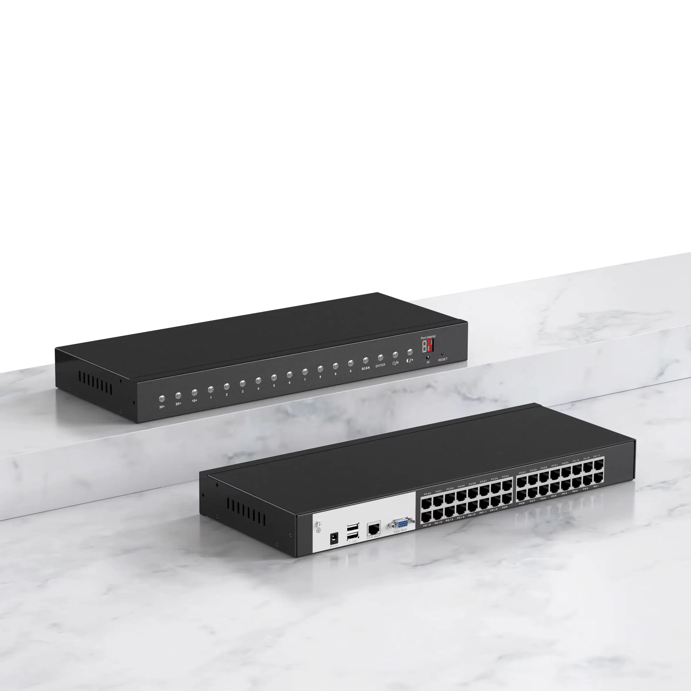 32-портовый KVM-коммутатор Caratar по Ethernet с адаптерами VGA-RJ45