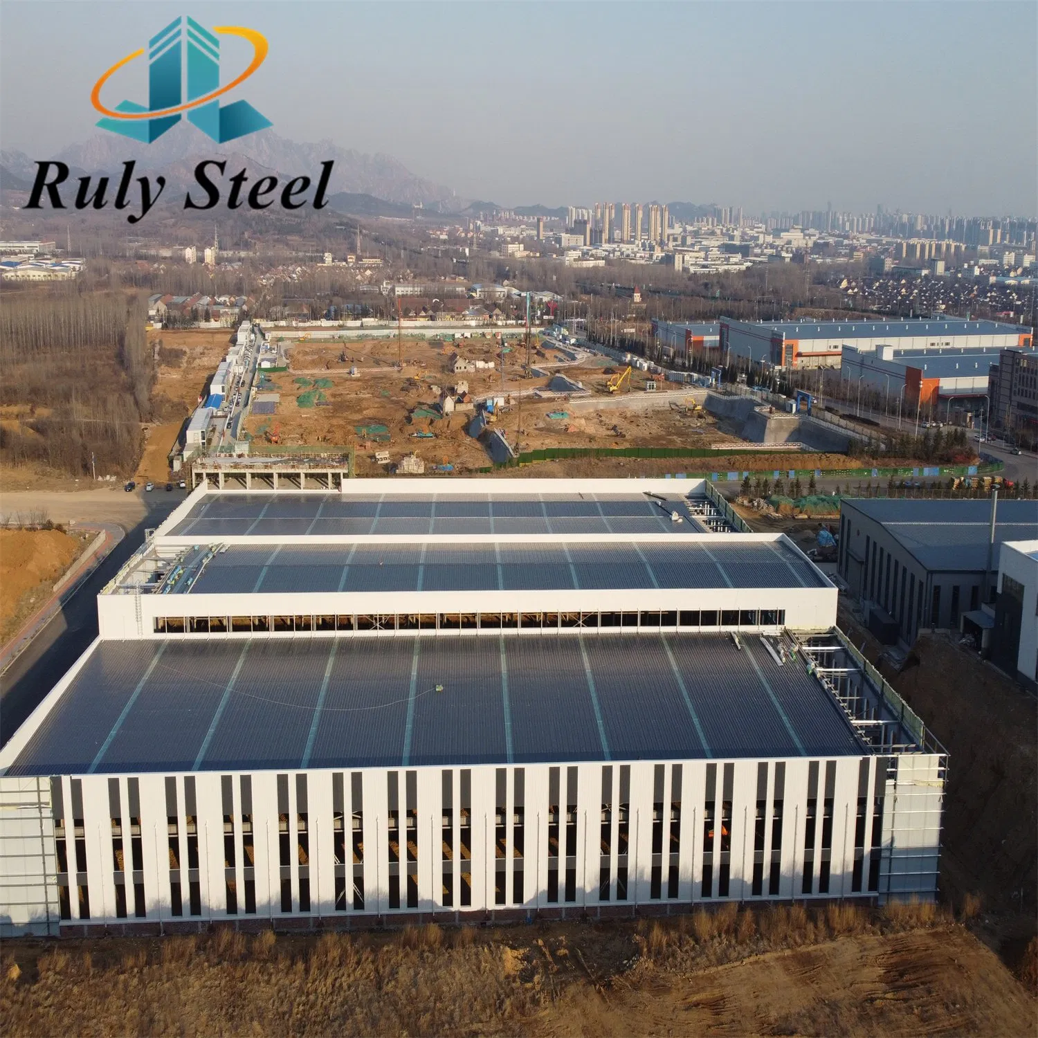 Prefabricated Steel Frame H-Beam and Column Large-Span Factory Warehouse with Bridge Crane