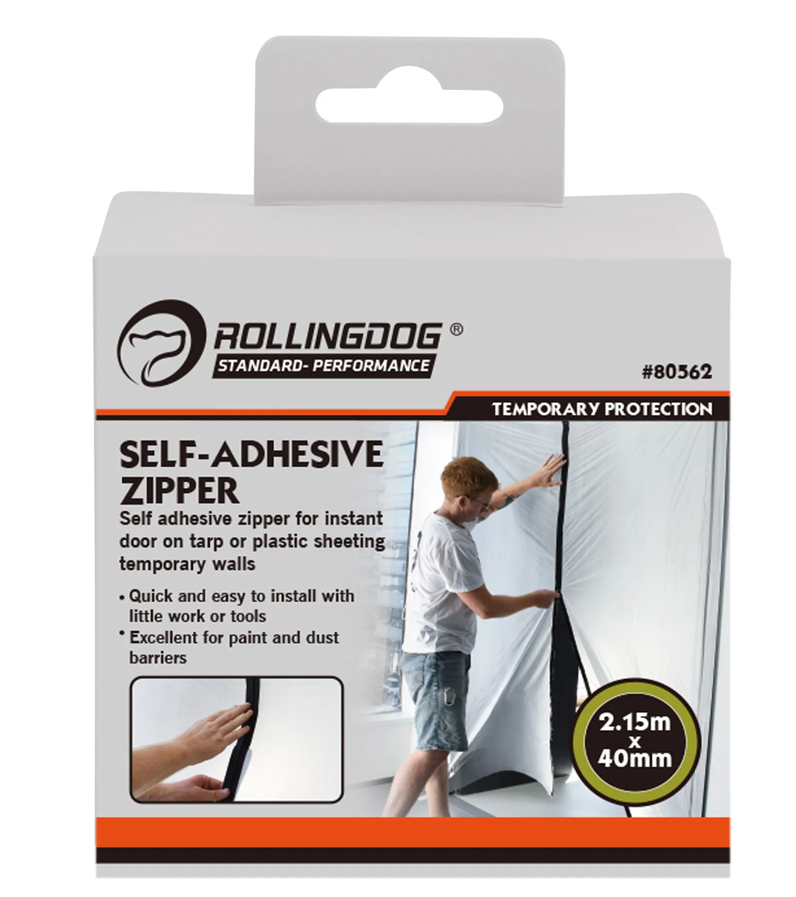 Rollingdog-PRO 80562 Self-Adhesive Zipper Door 2.15m X 40mm