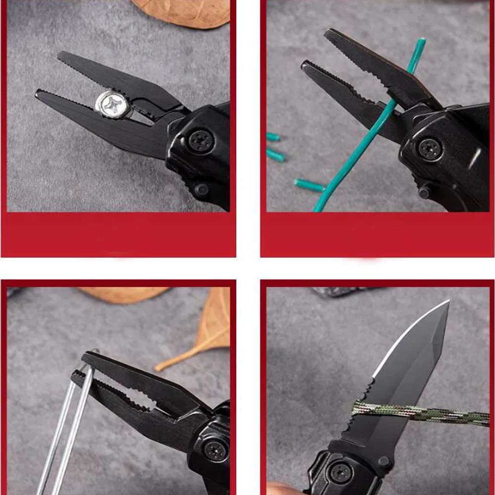 Мультитул с ножом и плоскогубцами, черное покрытие