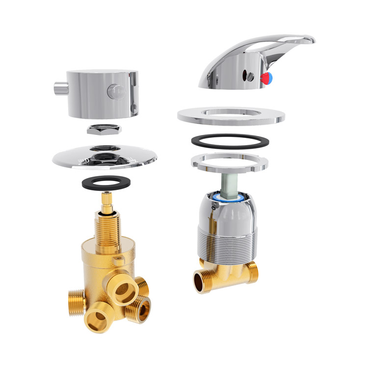 Proway Silver Temperature Control Shower Faucet, Sanitary Bath Shower Mixer (9051)