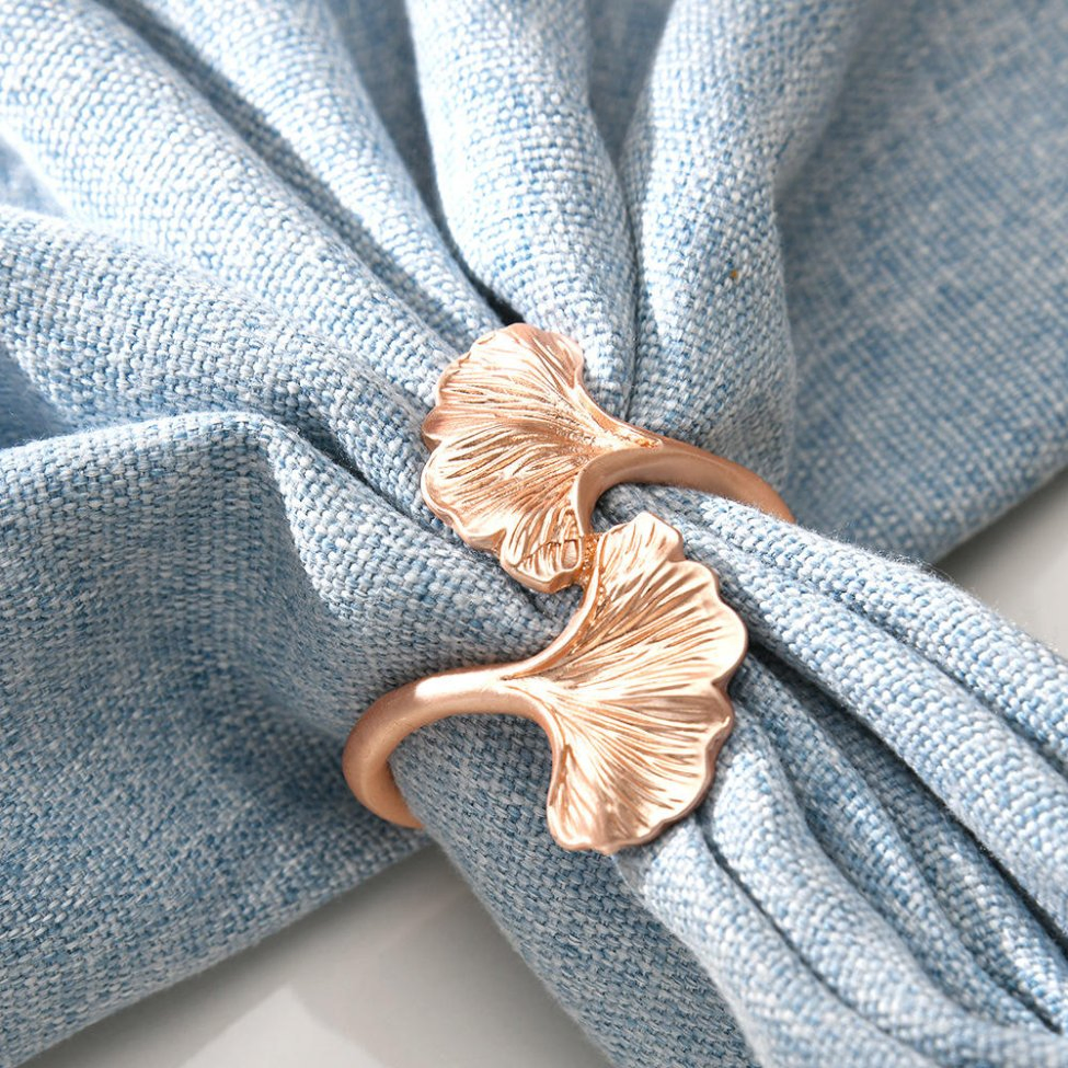 Wholesale Creative Ginkgo Leaf Napkin Ring Gold Leaf Napkin Buckle for Home