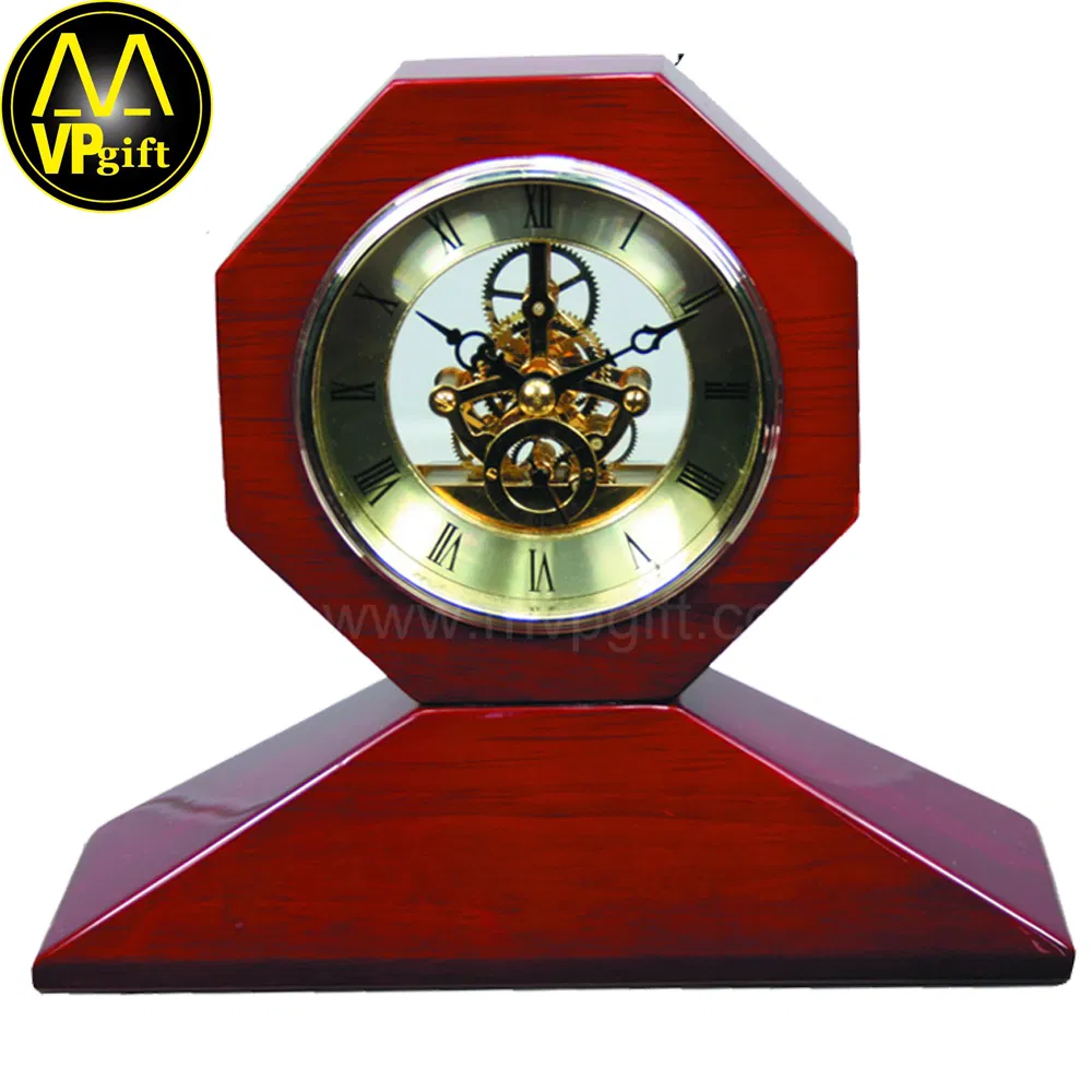 China Shenzhen High Quality Custom Piano Effect Finish Promotional Awards Gift Alarm LED Table Desk Wall Wooden Clock