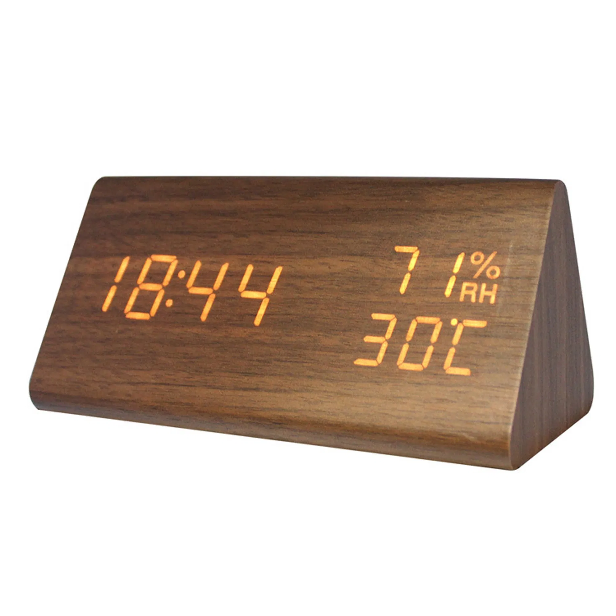 Wooden Electronic LED Time Display 3 Alarm Settings Digital Alarm Clock