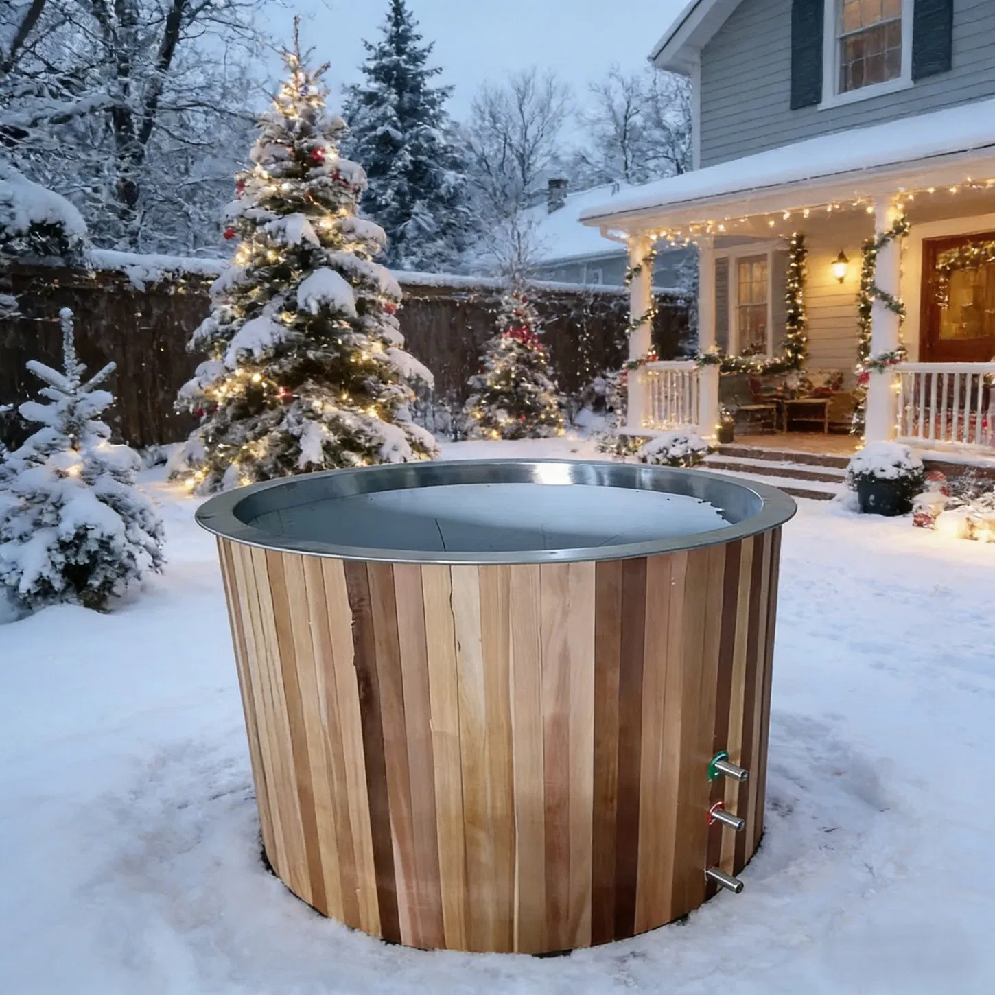 Кедровая ванна для ледяного купания с чиллером и фильтром