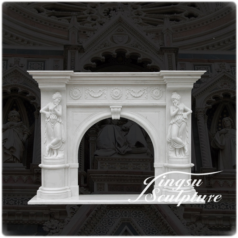 Antique Design Marble Fireplace with Angels for Home Decoration