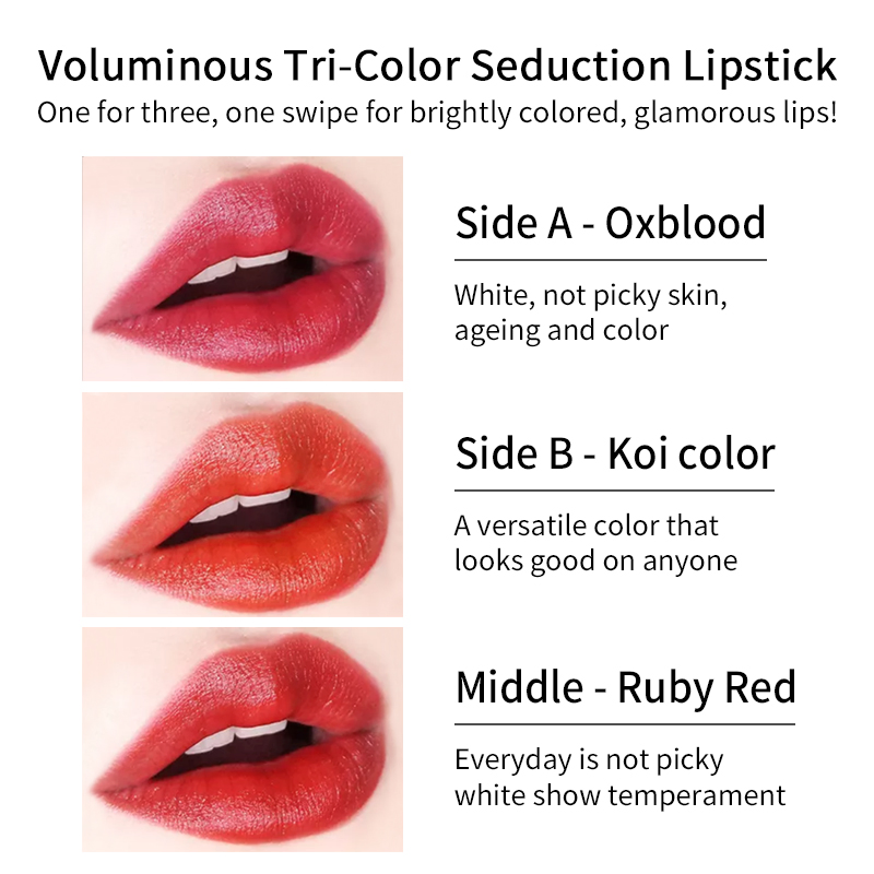 Beauty Makeup Multi-Color 3-in-1 Lipstick High Pigment Waterproof Matte Velvet Ladies Lipstick