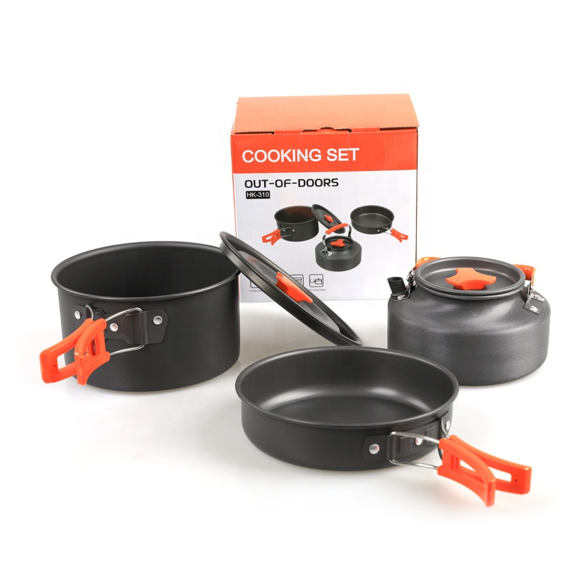 Outdoor Camping Pot Teapot Set Aluminum Cooking Pot Set Non-Stick Cookware Set