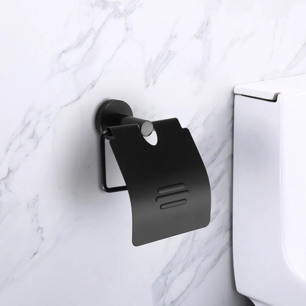 Vintage Brass Wall Mounted Matt Black Toilet Paper Holder with Shelf Telephone Toilet Paper Roll Holder