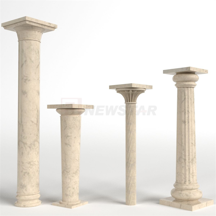 Wholesale Natural Modern Granite Stone Pillar Outdoor Indoor Decorative Marble Column Classical Hand Carved Roman Pillars