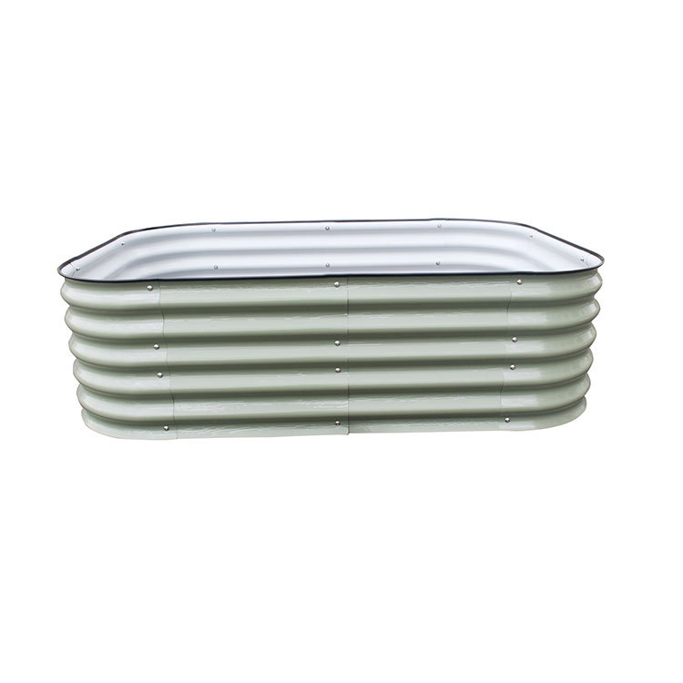 Высокая круглая грядка из гофрированного металла, белая