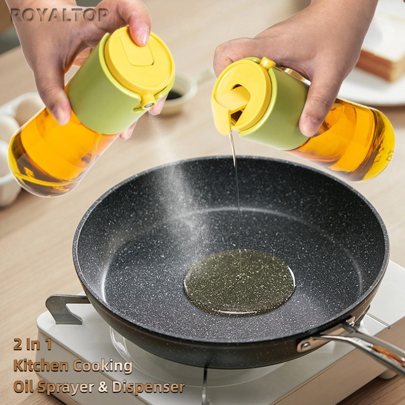 290ml Kitchen 2in1 Oil Sprayer & Dispenser Set Air Pressure Glass Olive Oil Spray Bottle with Custom Coloured Box