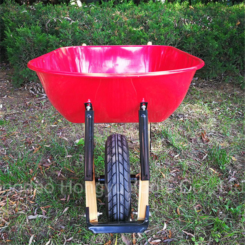 American Market Plastic Tray Wood Handle Wheelbarrow