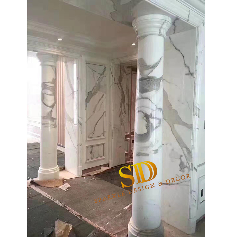 Custom Made Irregular Cone-Shape Italian White Marble Column