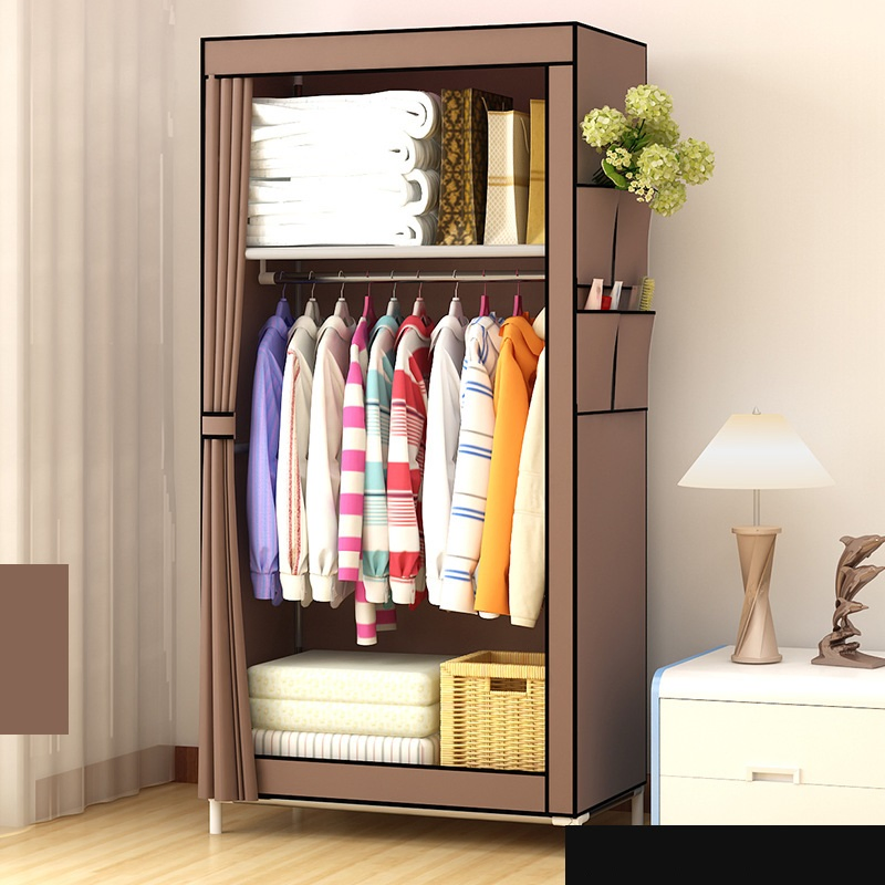 Steel Pipe Reinforced Steel Frame Simple Modern Storage Cabinet Assembly Cabinet Single Small Wardrobe Storage Simple Wardrobe