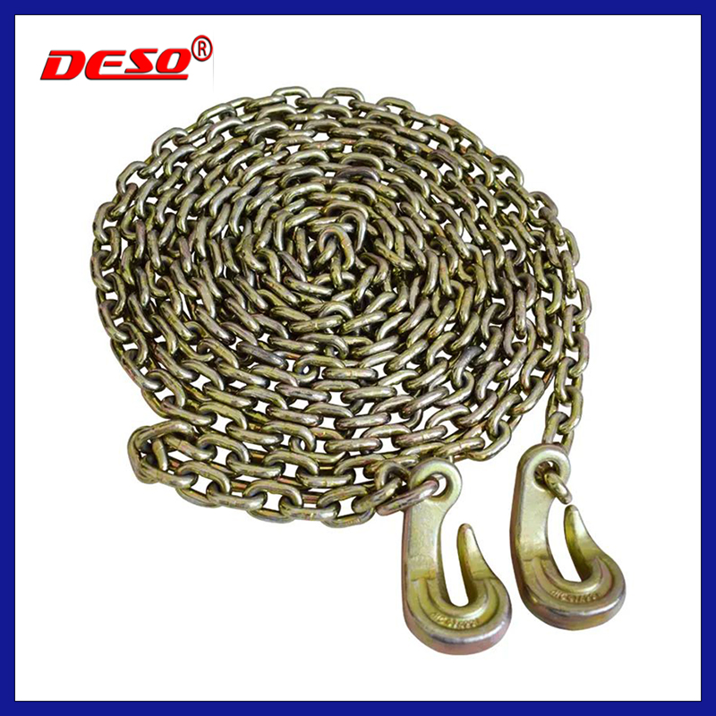 Грузовая цепь G80 с ушком и крюком, оцинкованная