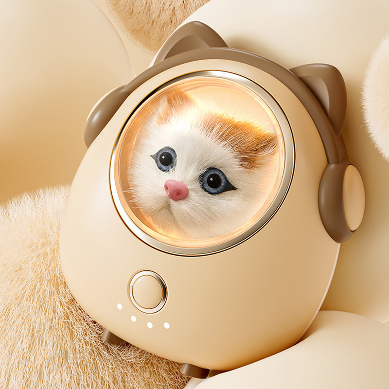 New Portable Rechargeable Explosion-Proof Mini Cartoon Cat Charging Treasure 2-in-1 Hand Warmer