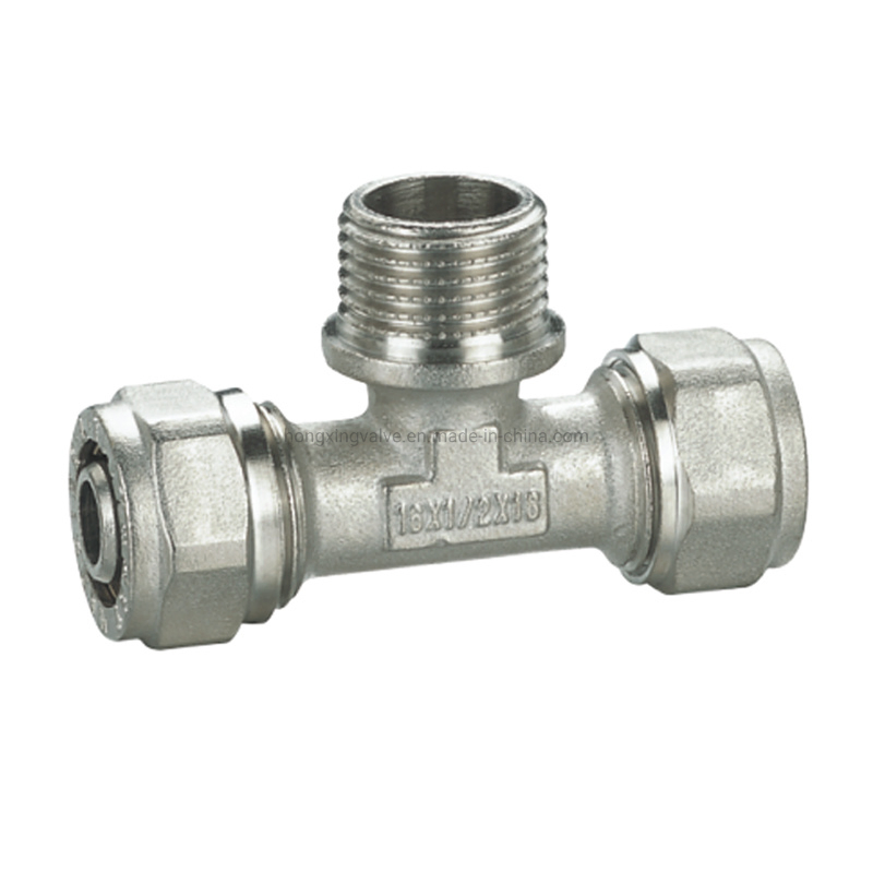 Chrome Plate Brass Compression Fitting Cross for Water Supply System