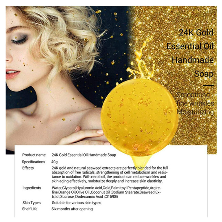 Wholesale 24K Gold Handmade Anti-Aging Whitening Skin Lightening Soap
