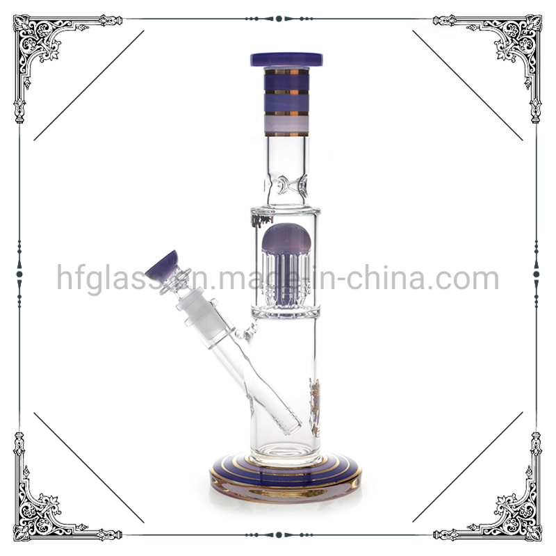 Hookah 12 Inches 8 Arms Perc Straight Tube Mixed Colors Glass Smoking Water Pipe Wholesale