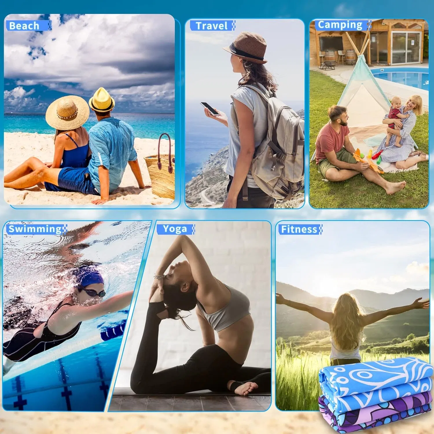 Quick-Drying Ultra Absorbent Microfiber Beach Towel for Beach Swimming & Travel